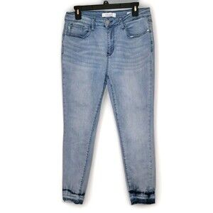 Judy Blue Womens Skinny Fit Stretch Fringe Ankle Jeans 11 30 (32x26)